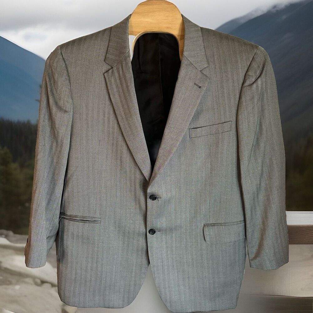 Jos. A Bank Men's Suit Jacket Size 48R Silk Wool Blend Blazer‎ Sport Jacket Gray